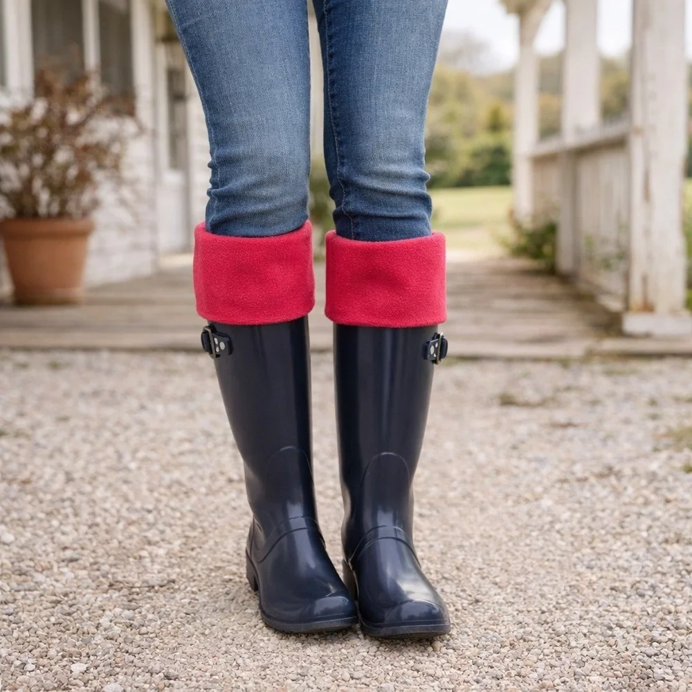 Charles River New Englander Boot Socks Womens Size L Pink Fleece Rain Liners NWT